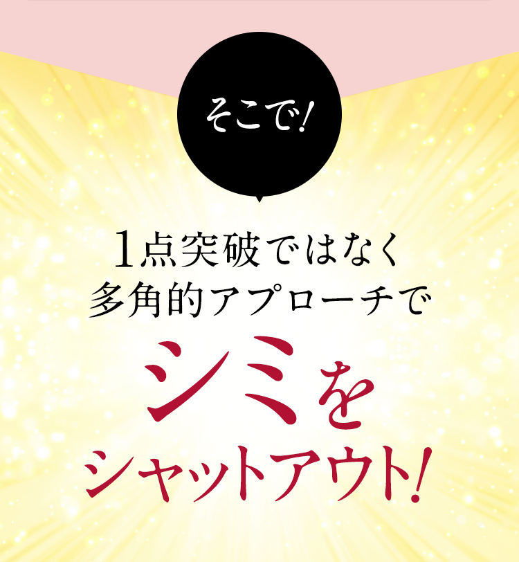 そこで！1点突破ではなく多⾓的アプローチでシミをシャットアウト！