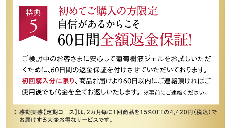 特典5：自信があるからこそ60日間全額返金保証！