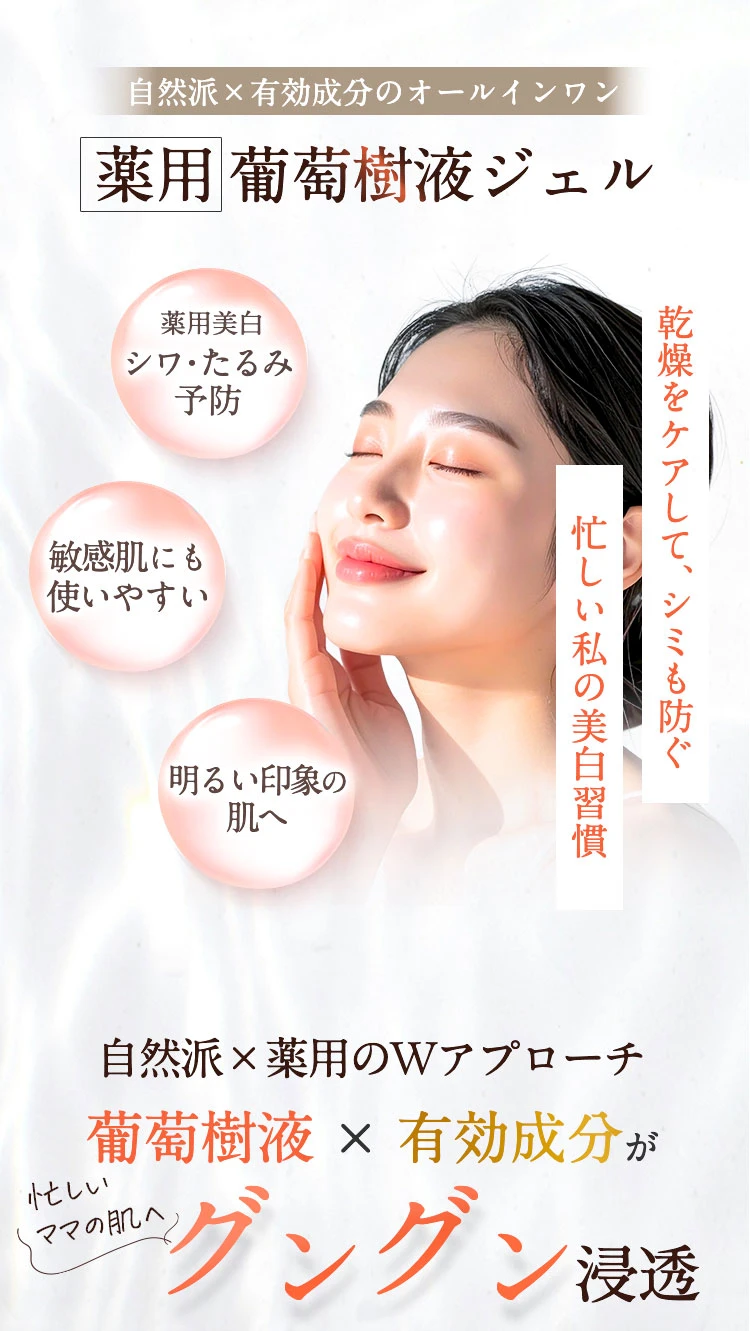 自然派×有効成分のオールインワン薬用葡萄樹液ジェル