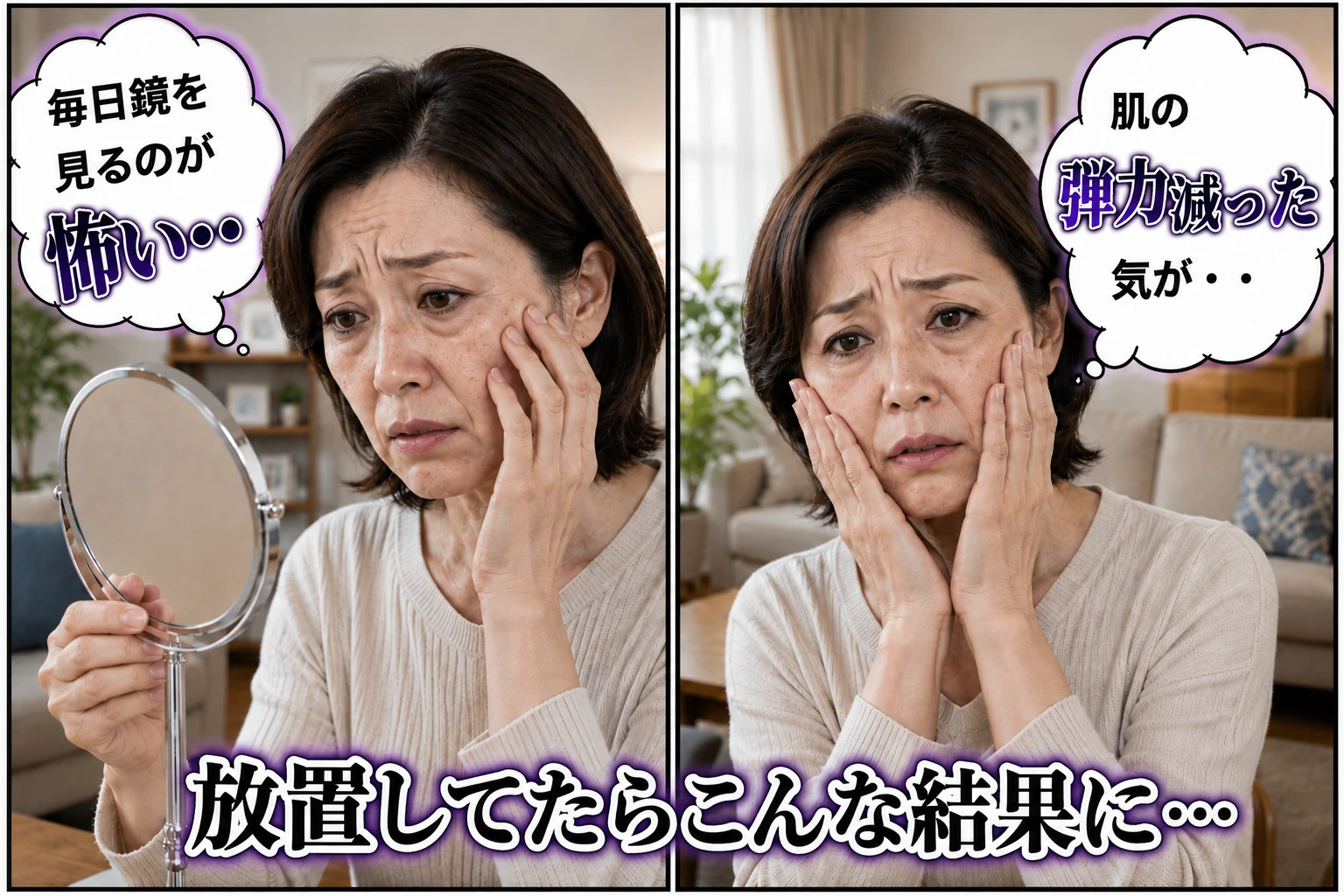 毎日鏡を見るのが怖い、肌の弾力も減った気がする