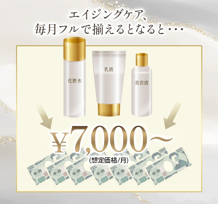エイジングケア系化粧品を毎月揃えた場合