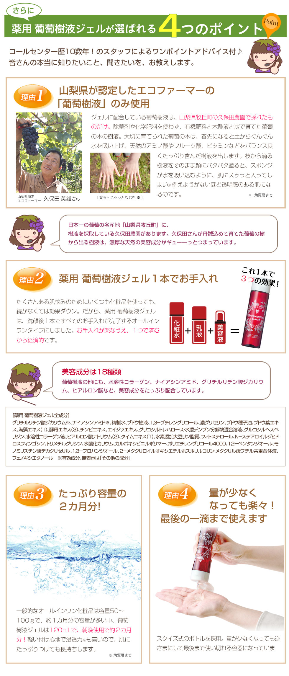 薬用 葡萄樹液ジェル商品ページ4